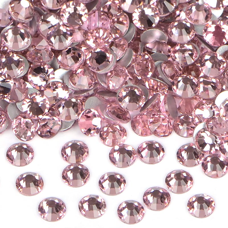 Bymitel 1440PCS Art Nail Rhinestones non Hotfix Glue Fix Round Crystals Glass Flatback for DIY Jewelry Making with one Picking Pen (ss20 1440pcs  Lt. Rose) - Image 1